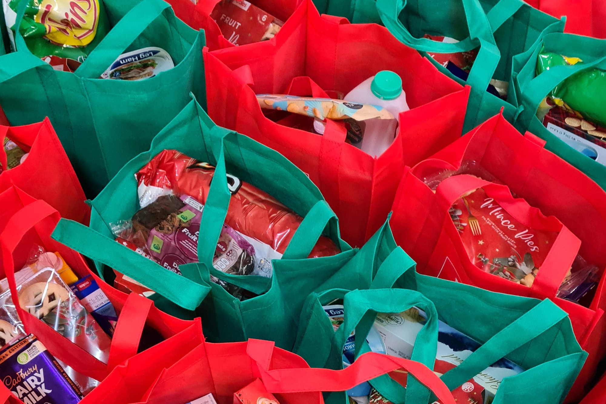 Grocery bags of food